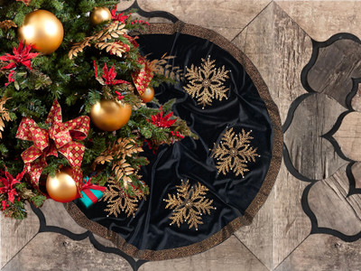Black Velvet Christmas Tree Skirt