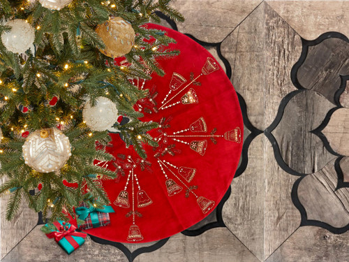Red Velvet Christmas Tree Skirt, Personalized Holiday Decor Red Velvet Christmas Tree Skirt, Personalized Holiday Decor