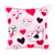 MOSCHINO SILK SCARF - OLIVE OYL APPLIQUE PINK PILLOW SET OF TWO