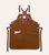 Detachable Leather-Trimmed Pockets: Detailed view of the apron's pockets with leather trims, offering practical storage and detachable convenience.