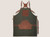 One-size handmade apron with cotton canvas body, leather pockets and towel holders