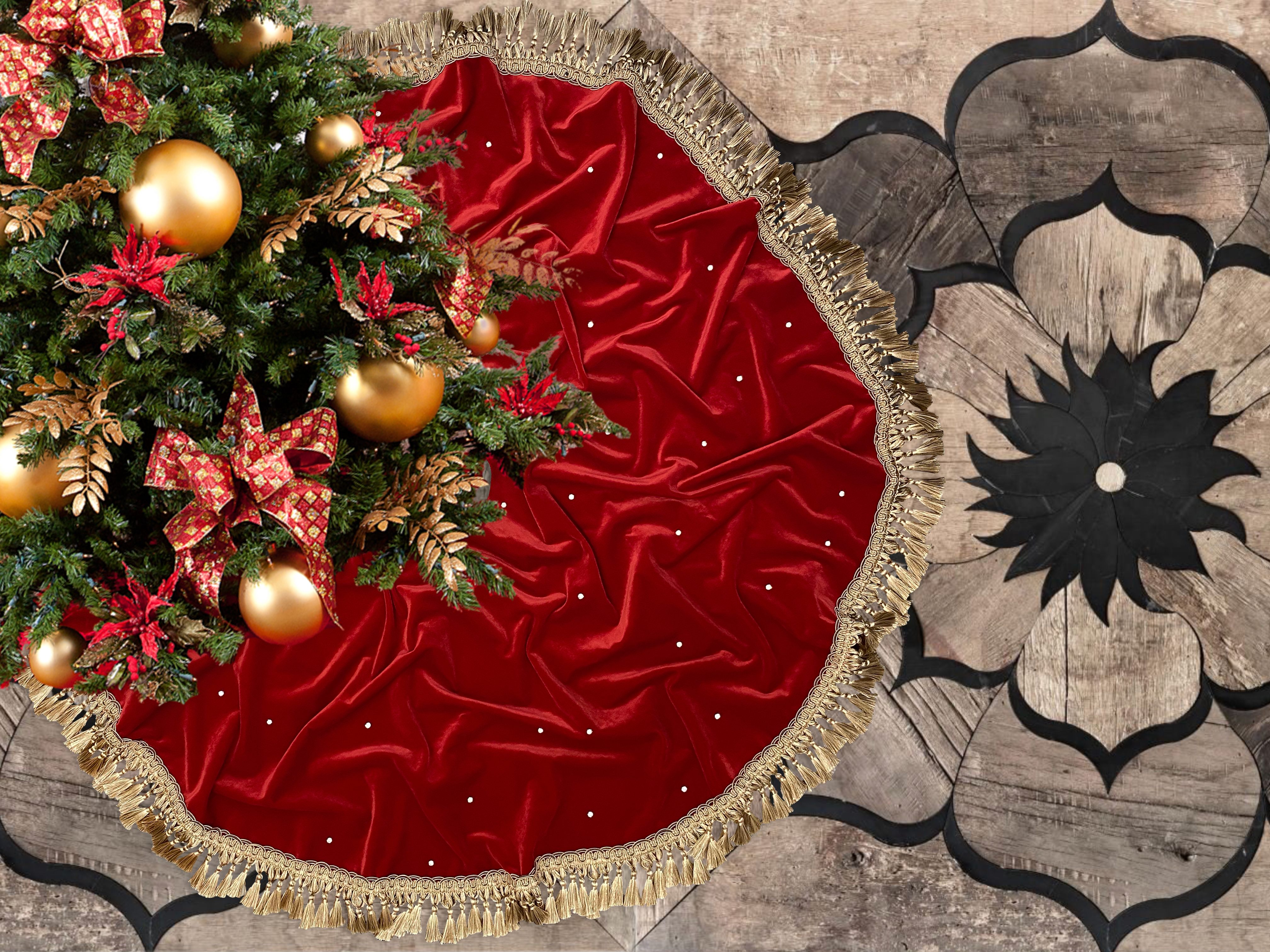 Red Velvet Christmas Tree Skirt