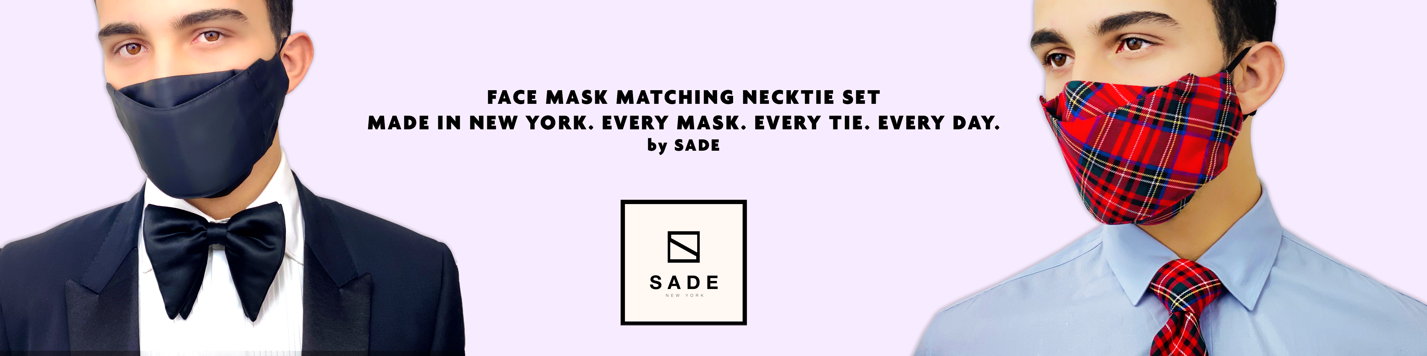 Elevate your quarantine wardrobe by matching your face mask to your tie, bow tie, handkerchief, Fast shipping Made in USA by Sade New York