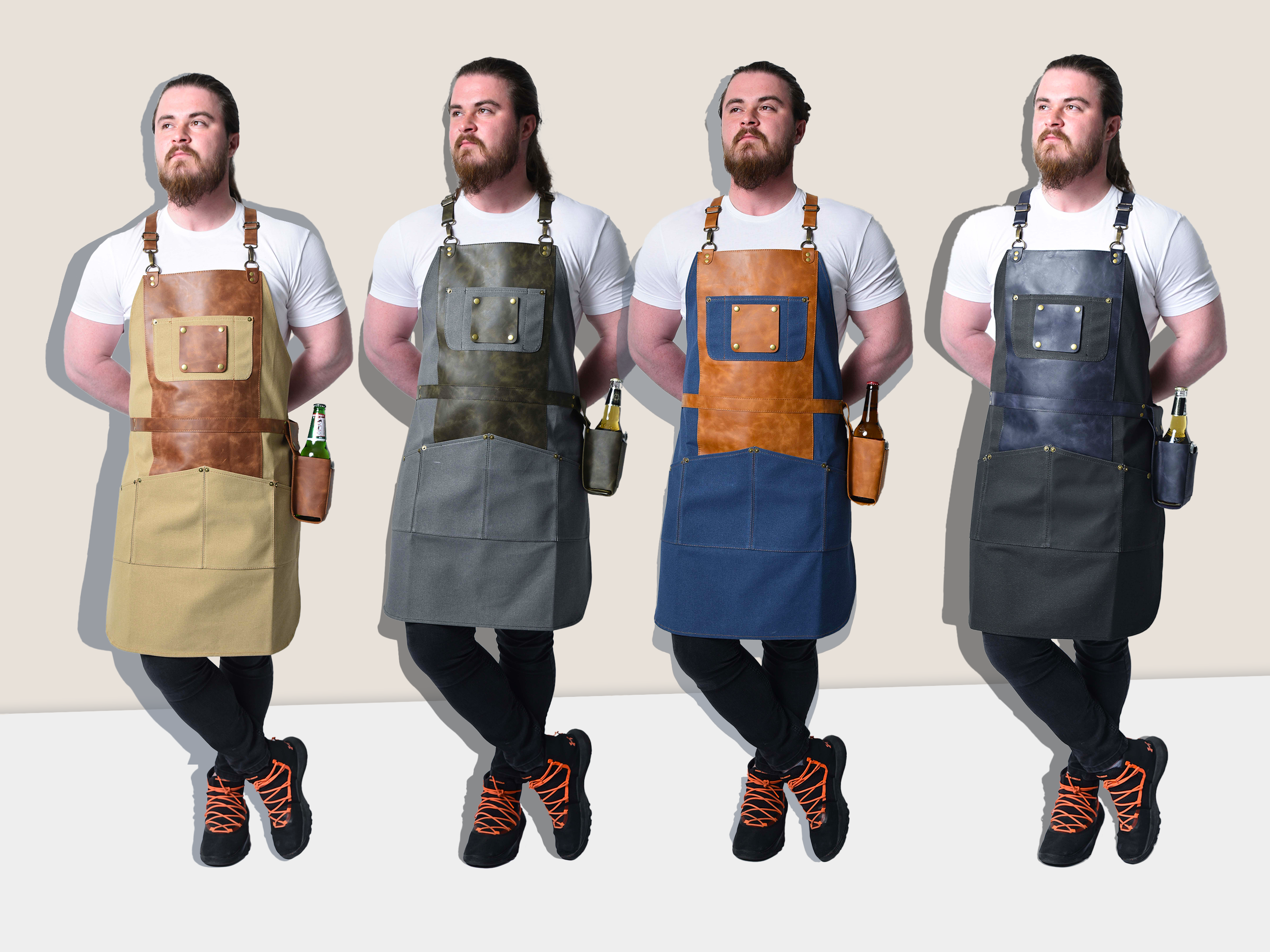 waxed canvas, personalized apron, custom apron, leather apron, woodworking apron, fathers day gift, personalized gifts, personalized bbq set, for men, crossback apron, unisex apron, chef apron, groomsman gift