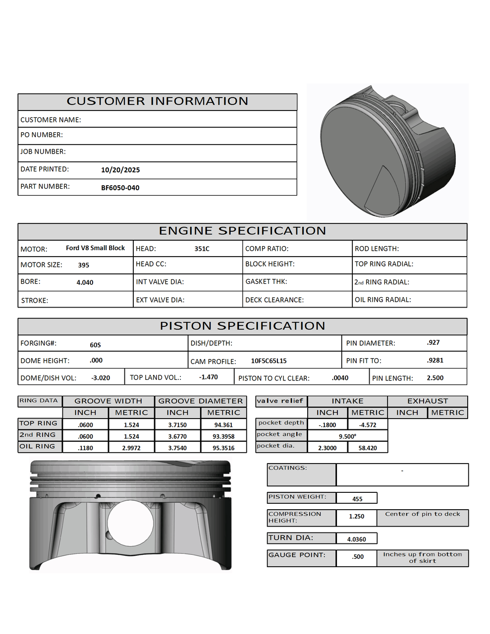 CP Bullet Ford Cleveland 4.040" Pistons Set | Flat Top | 3.850" Stroke | 6.00 Rods