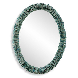 Bonaire Teal Blue Oval Mirror