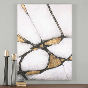 Abstract in Gold & Black Hand Painted Canvas