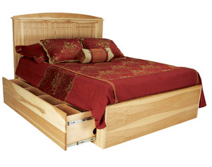 Stoney Creek Panel Headboard and Side Storage with under bed drawers open