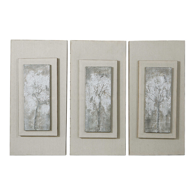 Triptych Trees Hand Painted Canvases S/3