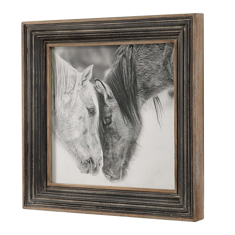 Custom Black and White Horses Framed Print