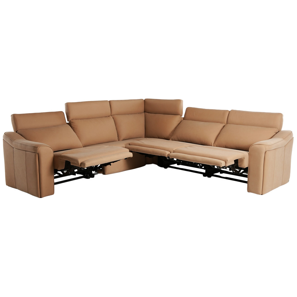 BENNETT SECTIONAL IN LEATHER | ELRAN | PENNY MUSTARD