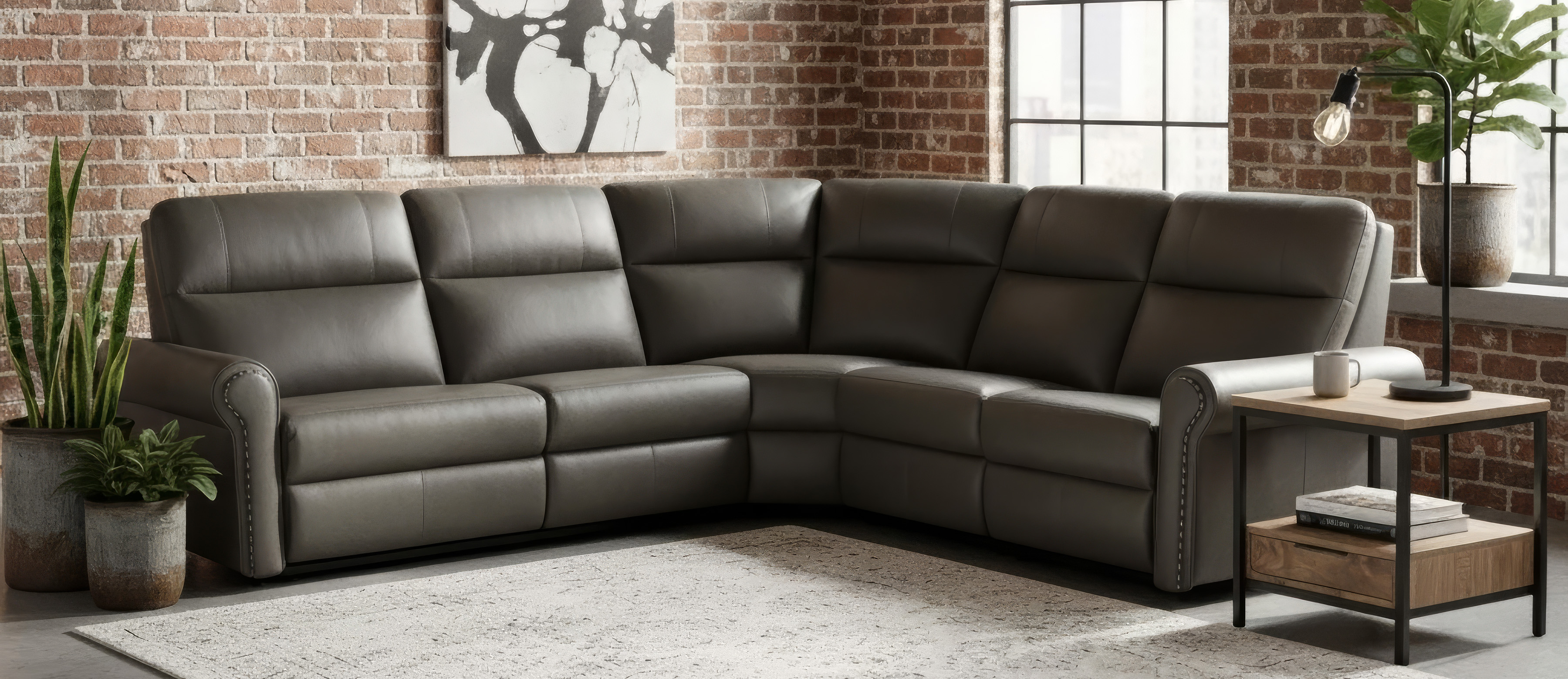 Elran Collection 7000 Sectional in Leather