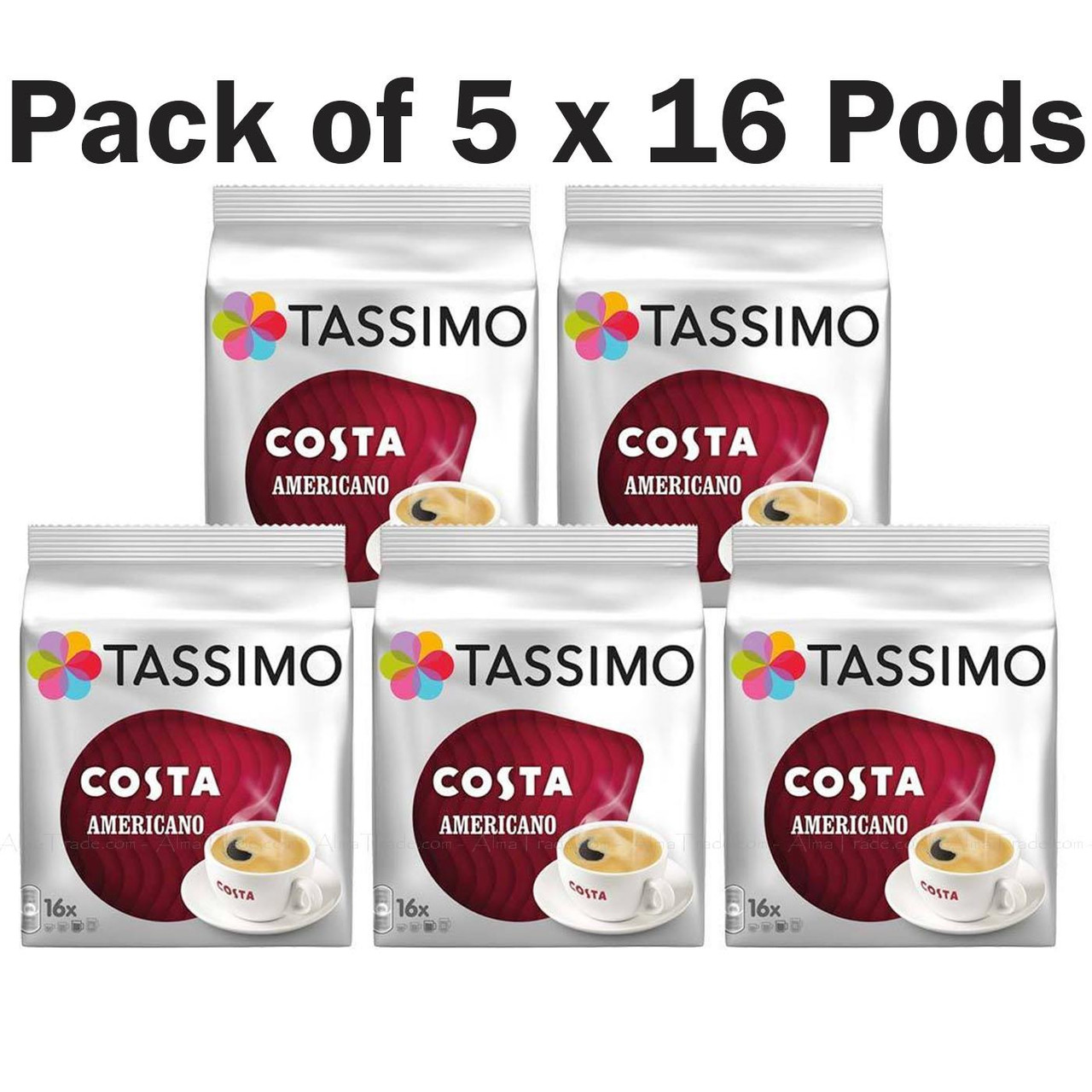 TASSIMO Cadbury Hot Chocolate Drink 16 discs, 8 servings (Pack of 5, Total  80 discs, 40 servings)