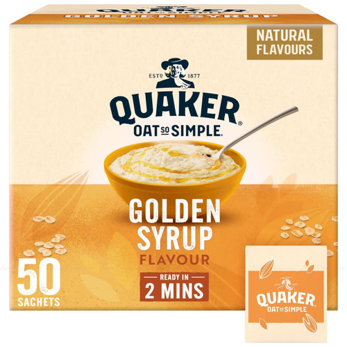 Quaker Oat So Simple Golden Syrup Porridge Whole Grain -Pack of 50 Sachets x 36g