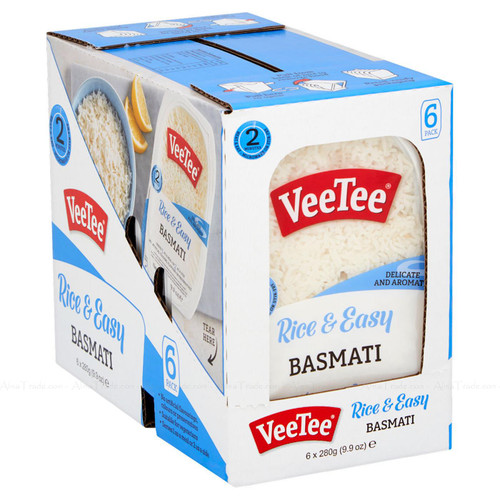 VeeTee Rice & Easy Basmati Rich Tasty Vegetarian Ready in 2Mins Pack of 6 x 280g