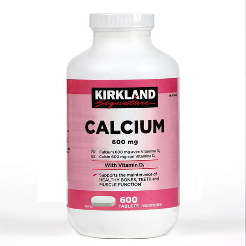 Kirkland Signature Calcium 600mg Vitamin D3 Food Supplement 600 Coated Caplets