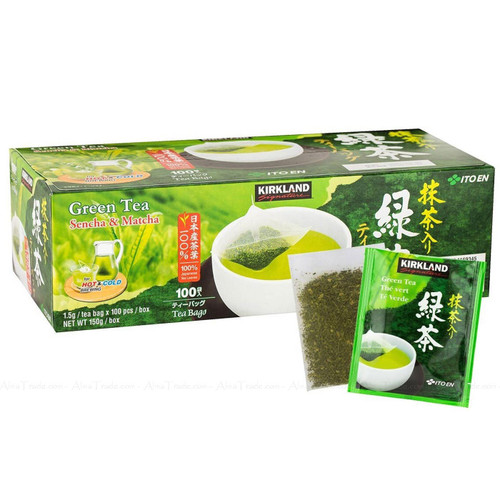 Kirkland Signature Japanese Green Tea Blend of Sencha & Matcha Pack of 100 Bags