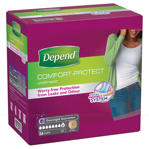 Depend Incontinence L Underwear Comfort Protect Large Female Pads Women 54 Pants