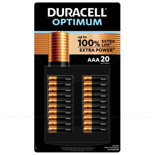 Duracell Optimum 100%Extra Life Power AAA Alkaline1.5v Battery Pack 20 Batteries