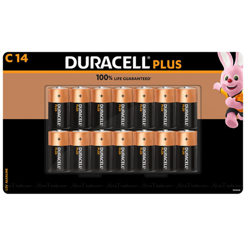 Duracell Power Plus Size Type C 1.5v Alkaline Battery Lasting Pack 14 Batteries