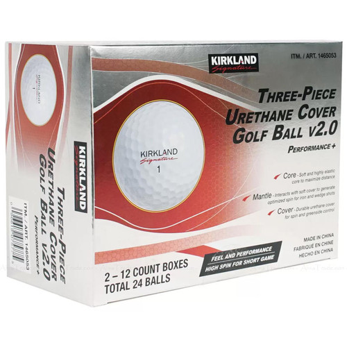 Kirkland Signature Performance+3 Piece​ Urethane​ Cover​ Golf V2 Pack 24 Balls