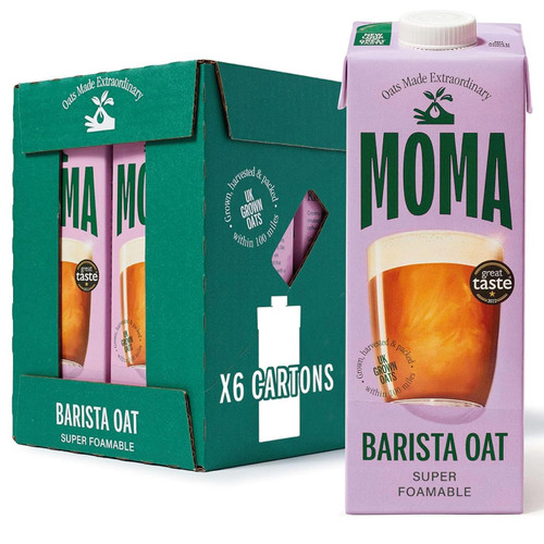 Moma Barista Oat Plant Based Drink Unsweetened for Silky Smooth Coffee Pack 6x1L