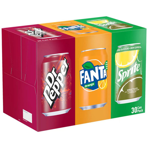 Fanta Dr.Pepper Sprite Variety Mix Sparkling Soft Drink Cans Party Pack 30x330ml