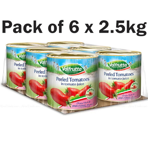 Valfrutta Peeled Plum Tomatoe Tomato Juice Italian Catering Tin Can Pack 6x2.5kg