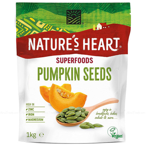Terrafertil Nature's Heart Raw Pumpkin Seeds Superfoods Healthy Snack Pack 1Kg