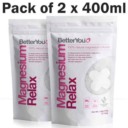 Better You Relax Magnesium Flakes Body Muscle Tension Level Tissue Pack 2 x 750g