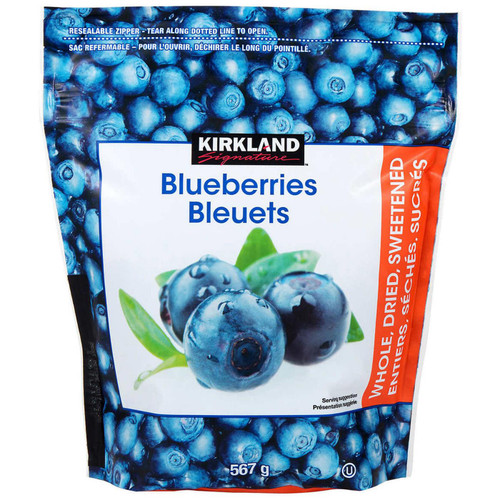 Kirkland Signature Whole Dried Blueberries Sweet Plump Dry Fruit Snack Pack 567g
