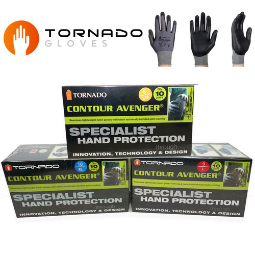 Tornado Contour Avenger Specialist Hand Protection Gloves S/M L XL Pack 10 Pairs