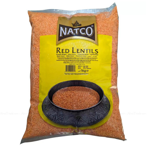 Natco Red Split Lentils Masoor Dal Vegetarian Rich Taste Soup Cooking Pack 5Kg