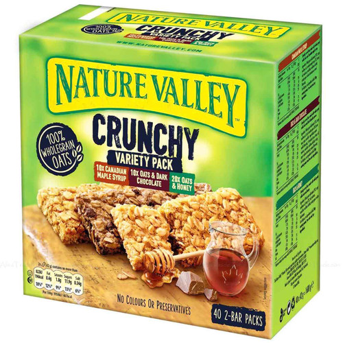 Nature Valley Crunchy Granola Wholegrain Bars Variety Pack 2 Bar Packets 40x42gm