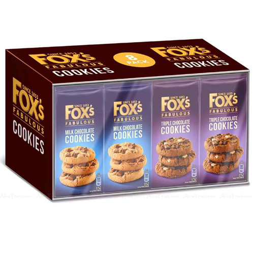 Fox's Fabulous Cookies Assortment Biscuit Milk Triple Chocolate Mix Pack 8x 180g