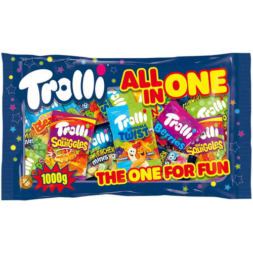Trolli All in One Sweet Mix Squiggles Twist Sour Worms Bears Gummies Pack 1kg