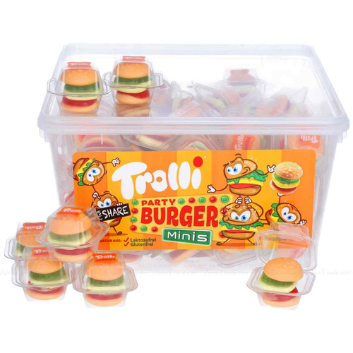 Trolli Party Burger Mini Sweets 60 Gummies Fruit Layers Flavour Party Pack 600g
