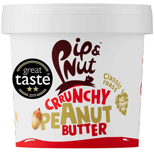 Pip & Nut Crunchy Peanut Butter Natural Nuttiness and Paste Spread Pack Tub 1kg