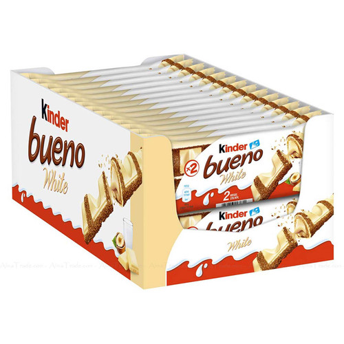 Ferror Kinder Bueno White Milk Chocolate Hazelnut Snack Twin Bars Pack 30 x 39g