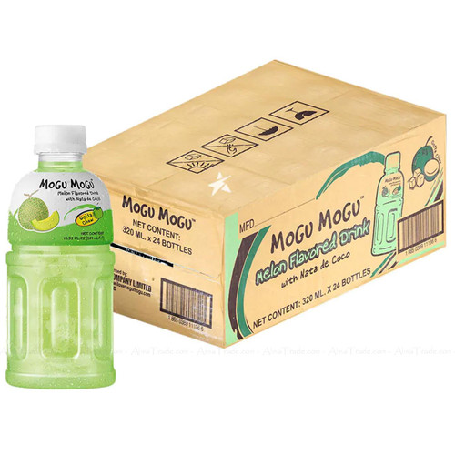 Mogu Mogu Nata De Coco Bites Melon Flavoured Vegan Drink Bottle Pack 24 x 320ml
