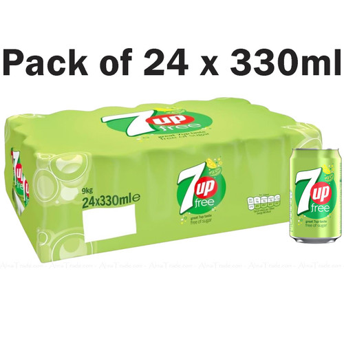 7UP Zero Sugar Sparkling Soft Drink Lemon Lime Taste Cans Seal Pack 24 x 330ml