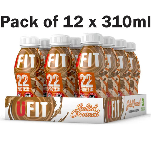 UFIT Salted Caramel 22g Essential Protein Shake Drink No Sugar Pack 12 x 310ml