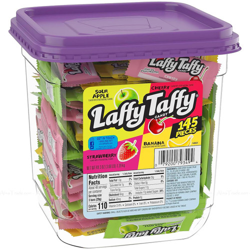 Laffy Taffy Candy Sweets Mix Flavours Kids Bucket Variety 145 Pcs Tub Pack 1.4kg