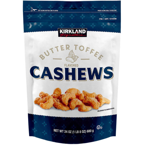 Kirkland Signature Butter Toffee Flavoured Cashews Crunchy Sweet Snack Pack 680g