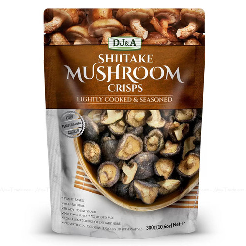 DJ&A Shiitake Mushroom Crisps Lightly Cooked & Seasoned Snack Natural Pack 300g