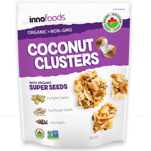 Inno Foods Organic Coconut Clusters Super Seeds Pumpkin Sunflower Chia Pack 500g