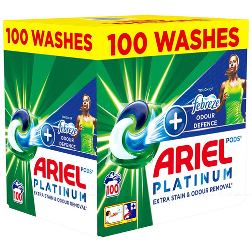 Ariel Pods Platinum + Febreze Stain Remover Detergent Cleaning Washing Pack 100