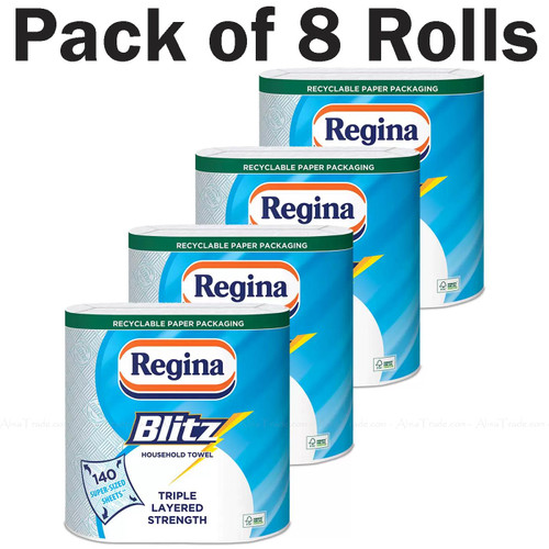 Regina Blitz Household Kitchen Triple Layer Strength 70Sheets Towel Pack 8 Rolls