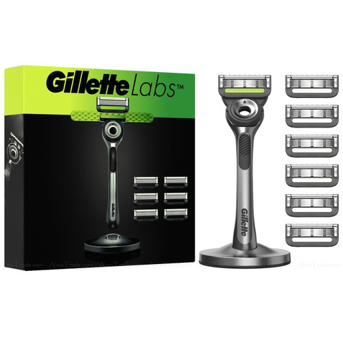 Gillette Labs Skin Shave Razor Razor Handle + 7 Blades Refill + Magnetic Stand