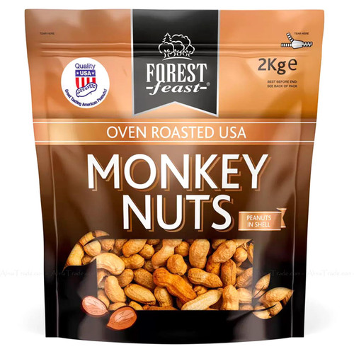 Forest Feast Oven Roasted Monkey Nuts Natural Peanuts in Shell Snack Pack of 2kg